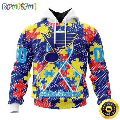Personalized NHL St. Louis Blues Special Autism Awareness Month All Over Print 3D Hoodie Unisex Hoodie