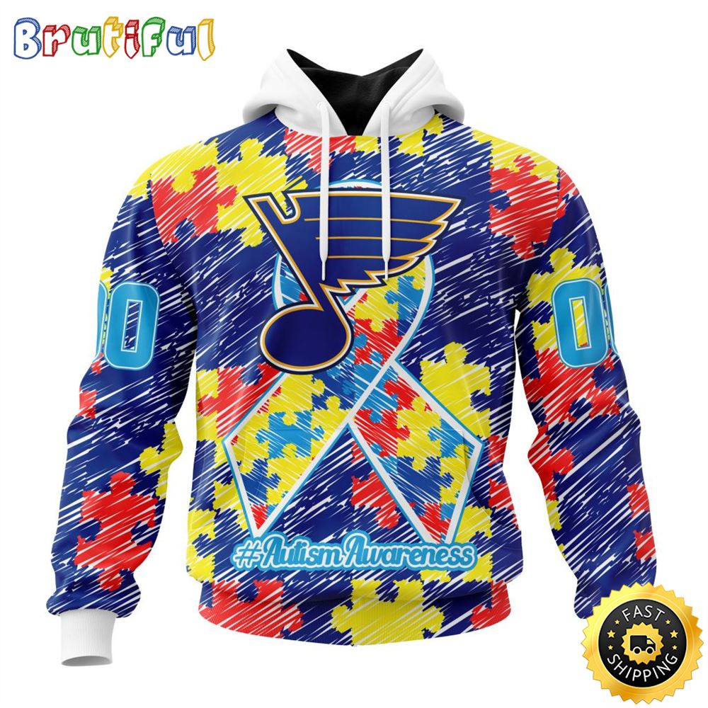 Personalized NHL St. Louis Blues Special Autism Awareness Month All Over Print 3D Hoodie Unisex Hoodie