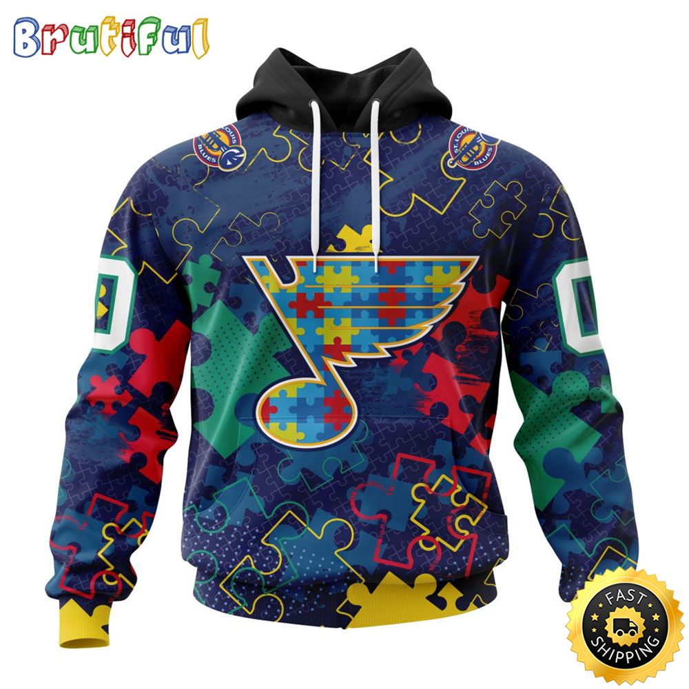 Personalized NHL St. Louis Blues Specialized Fearless Against Autism All Over Print 3D Hoodie Unisex Hoodie