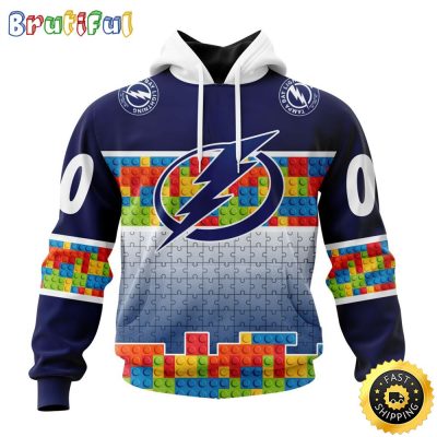 Personalized NHL Tampa Bay Lightning All Over Print 3D Hoodie Autism Awareness Design Unisex Hoodie