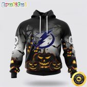Personalized NHL Tampa Bay Lightning All Over Print 3D Hoodie Special Design Pumpkins For Halloween