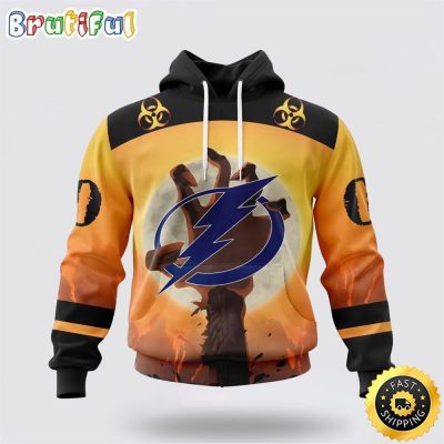 Personalized NHL Tampa Bay Lightning All Over Print 3D Hoodie Special Zombie Design For Halloween