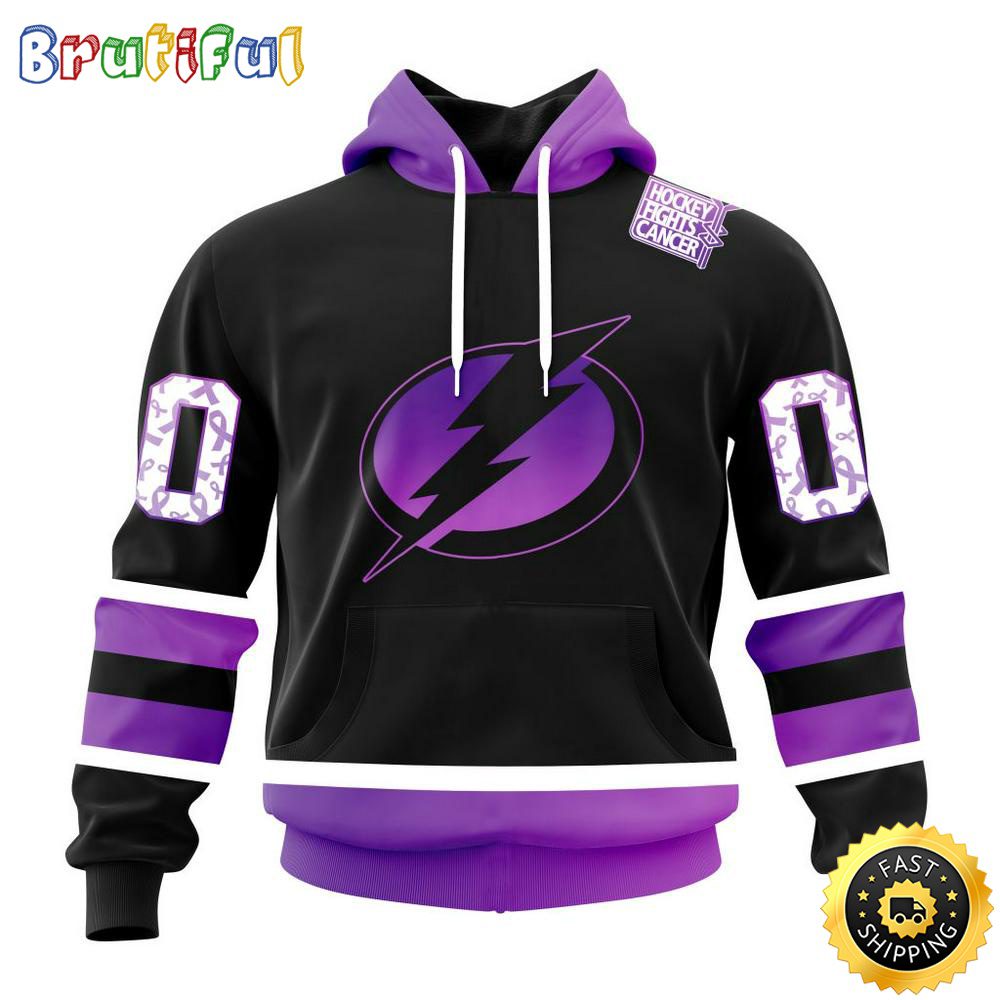 Personalized NHL Tampa Bay Lightning Hoodie Special Black Hockey Fights Cancer All Over Print 3D Hoodie Unisex Hoodie