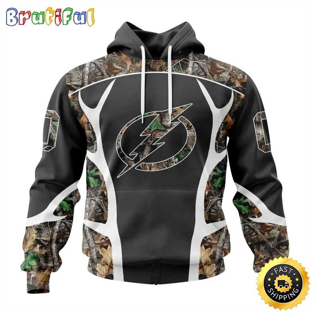 Personalized NHL Tampa Bay Lightning Hoodie Special Camo Hunting Design All Over Print 3D Unisex Hoodie