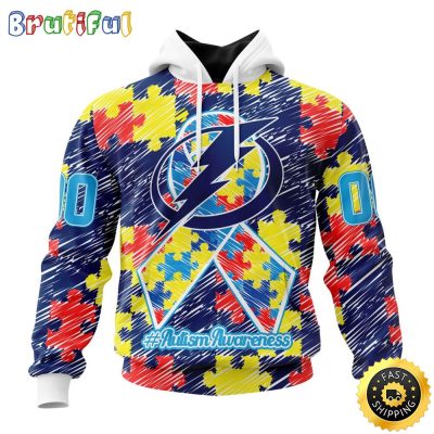 Personalized NHL Tampa Bay Lightning Special Autism Awareness Month All Over Print 3D Hoodie Unisex Hoodie