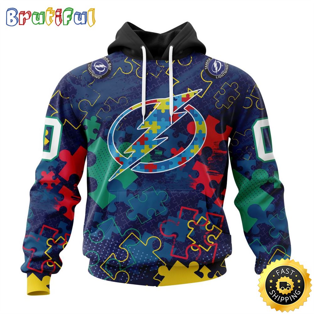 Personalized NHL Tampa Bay Lightning Specialized Fearless Against Autism All Over Print 3D Hoodie Unisex Hoodie Personalized NHL Tampa Bay Lightning Specialized Fearless Against Autism All Over Print 3D Hoodie Unisex Hoodie
