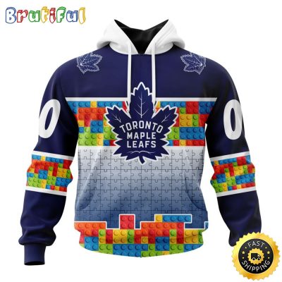 Personalized NHL Toronto Maple Leafs All Over Print 3D Hoodie Autism Awareness Design Unisex Hoodie