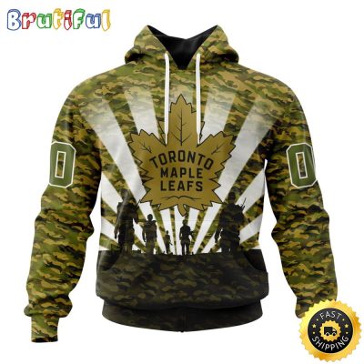 Personalized NHL Toronto Maple Leafs All Over Print 3D Hoodie Military Camo Kits For Veterans Day And Rememberance Day
