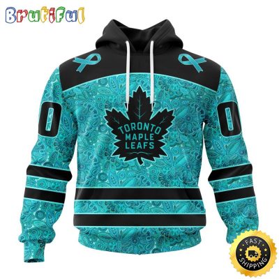Personalized NHL Toronto Maple Leafs All Over Print 3D Hoodie Special Design Fight Ovarian Cancer Gift For Football Fans