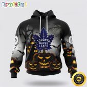 Personalized NHL Toronto Maple Leafs All Over Print 3D Hoodie Special Design Pumpkins For Halloween