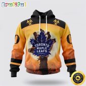 Personalized NHL Toronto Maple Leafs All Over Print 3D Hoodie Special Zombie Design For Halloween
