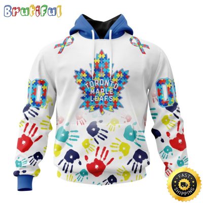 Personalized NHL Toronto Maple Leafs Autism Awareness Hands Design All Over Print 3D Hoodie Unisex Hoodie