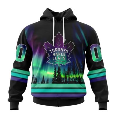 Personalized NHL Toronto Maple Leafs Hoodie Special Design With Northern Lights All Over Print 3D Hoodie Unisex