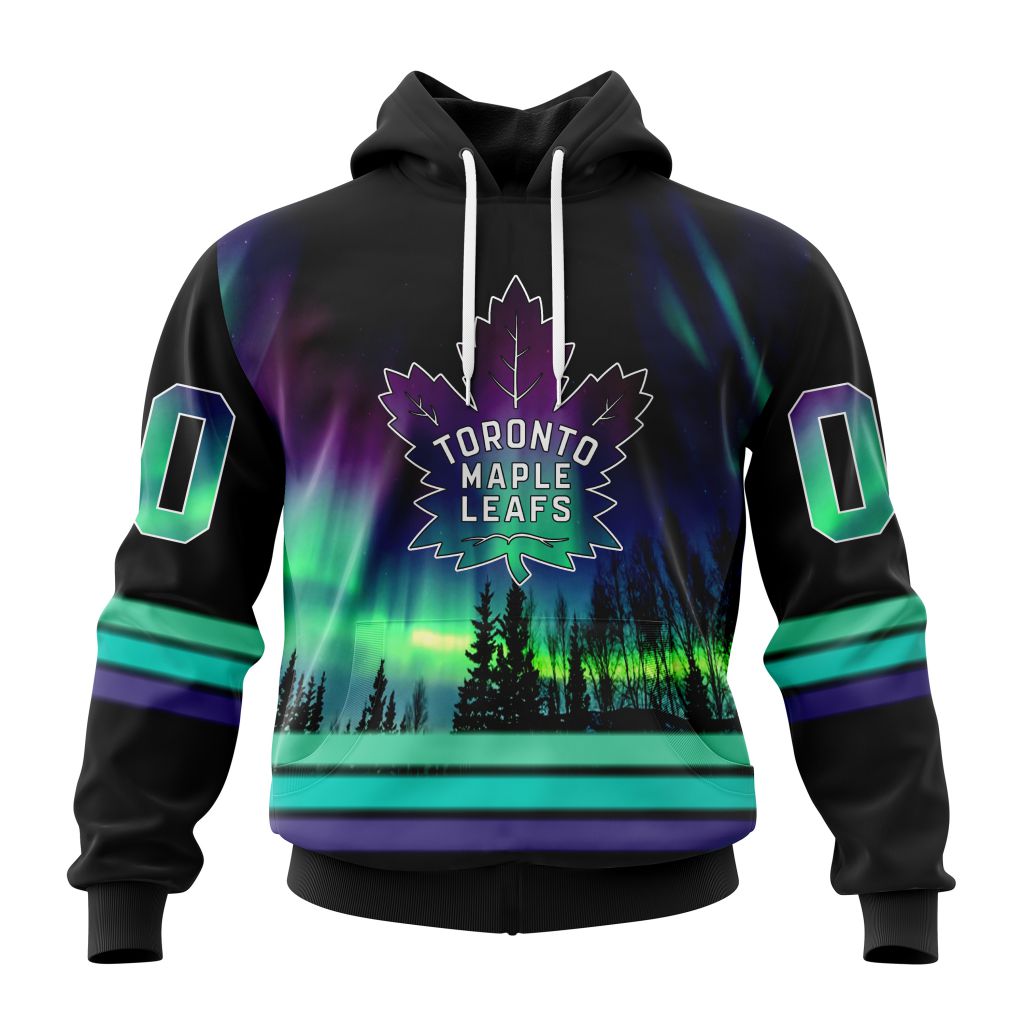 Personalized NHL Toronto Maple Leafs Hoodie Special Design With Northern Lights All Over Print 3D Hoodie Unisex