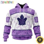 Personalized NHL Toronto Maple Leafs Special Lavender Hockey Fights Cancer All Over Print 3D Hoodie Unisex Hoodie Tshirt Sweatshirt