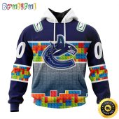 Personalized NHL Vancouver Canucks All Over Print 3D Hoodie Autism Awareness Design Unisex Hoodie