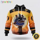 Personalized NHL Vancouver Canucks All Over Print 3D Hoodie Special Zombie Design For Halloween