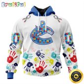 Personalized NHL Vancouver Canucks Autism Awareness Hands Design All Over Print 3D Hoodie Unisex Hoodie