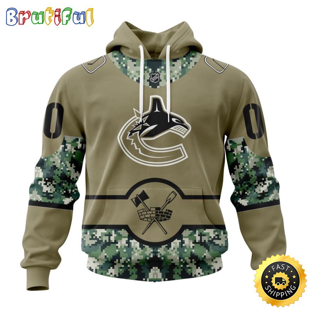 Personalized NHL Vancouver Canucks Hoodie Military Camo With City Or State Flag 3D Hoodie Unisex Tshirt Hoodie