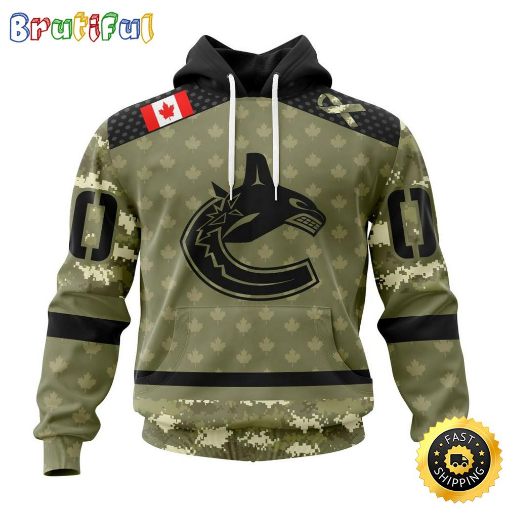 Personalized NHL Vancouver Canucks Hoodie Special Camo Military Appreciation All Over Print 3D Hoodie Unisex Hoodie
