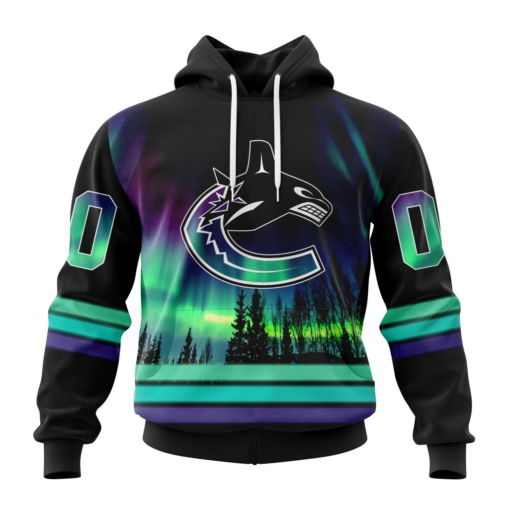 Personalized NHL Vancouver Canucks Hoodie Special Design With Northern Lights All Over Print 3D Hoodie Unisex