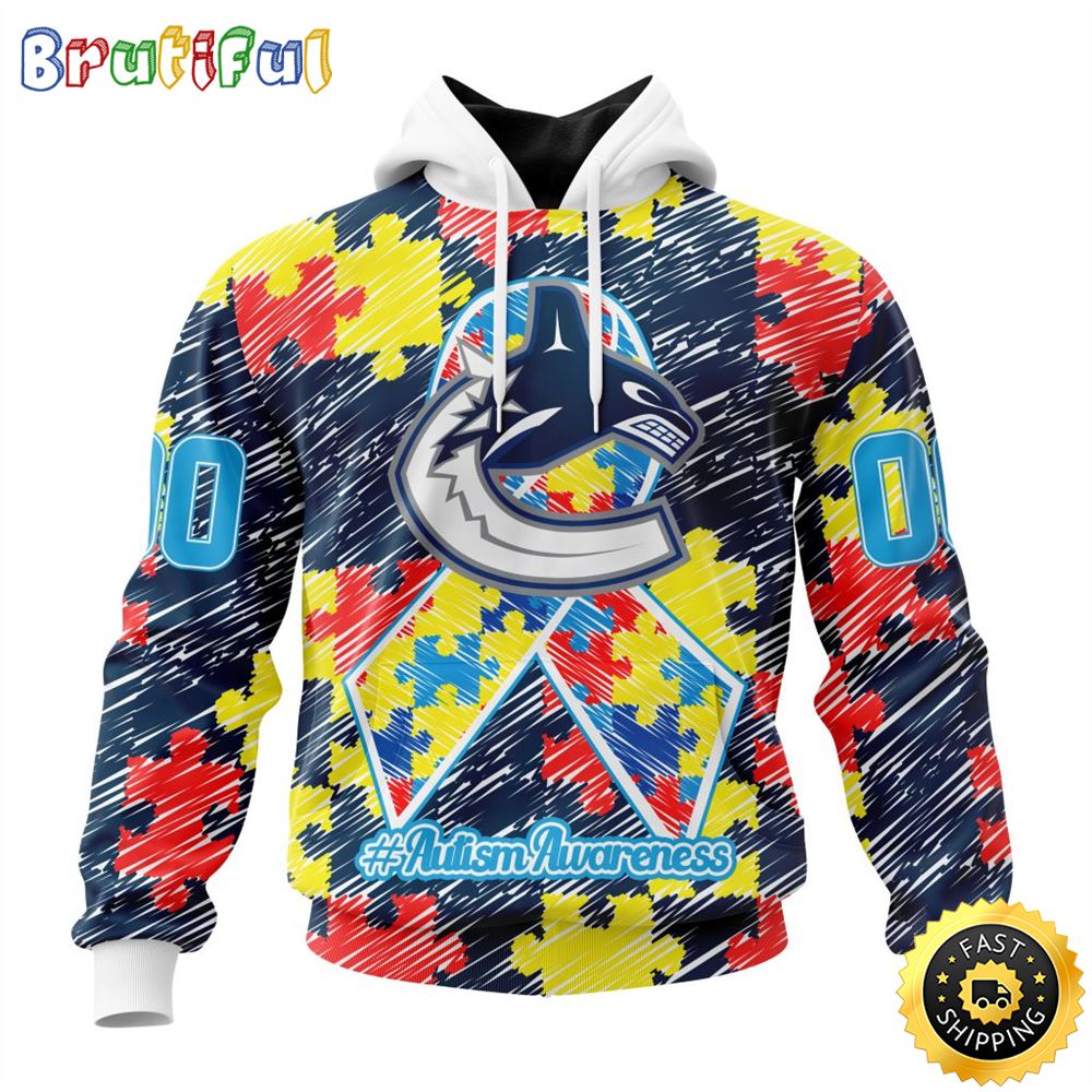 Personalized NHL Vancouver Canucks Special Autism Awareness Month All Over Print 3D Hoodie Unisex Hoodie