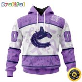 Personalized NHL Vancouver Canucks Special Lavender Hockey Fights Cancer All Over Print 3D Hoodie Unisex Hoodie Tshirt Sweatshirt