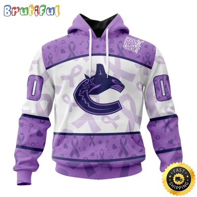 Personalized NHL Vancouver Canucks Special Lavender Hockey Fights Cancer All Over Print 3D Hoodie Unisex Hoodie Tshirt Sweatshirt