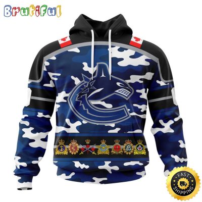 Personalized NHL Vancouver Canucks With Camo Team Color And Military Force Logo All Over Print 3D Hoodie Unisex Hoodie Tshirt Sweatshirt