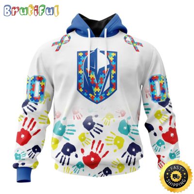 Personalized NHL Vegas Golden Knights Autism Awareness Hands Design All Over Print 3D Hoodie Unisex Hoodie
