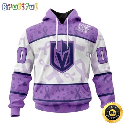 Personalized NHL Vegas Golden Knights Special Lavender Hockey Fights Cancer All Over Print 3D Hoodie Unisex Hoodie Tshirt Sweatshirt