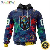 Personalized NHL Vegas Golden Knights Specialized Fearless Against Autism All Over Print 3D Hoodie Unisex Hoodie