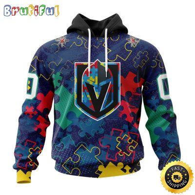 Personalized NHL Vegas Golden Knights Specialized Fearless Against Autism All Over Print 3D Hoodie Unisex Hoodie