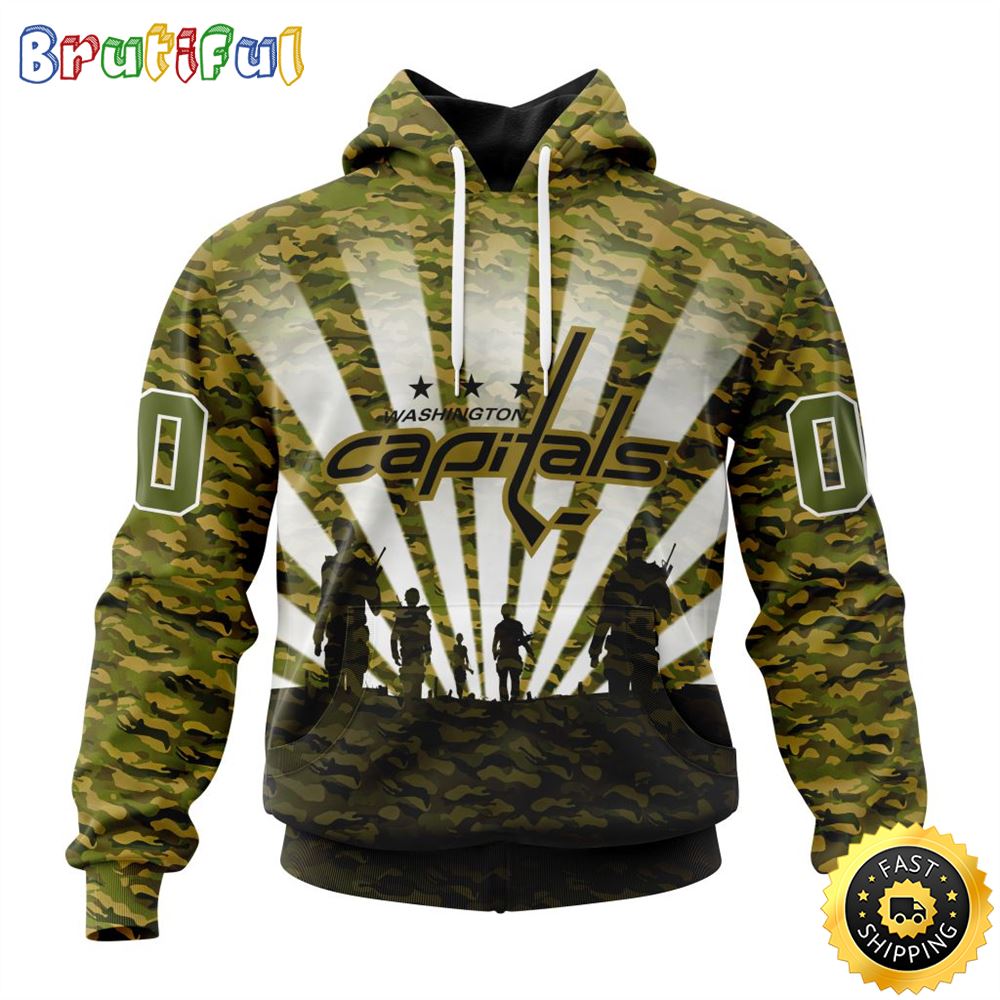 Personalized NHL Washington Capitals All Over Print 3D Hoodie Military Camo Kits For Veterans Day And Rememberance Day