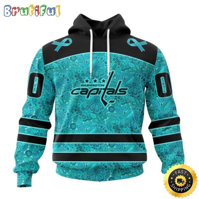 Personalized NHL Washington Capitals All Over Print 3D Hoodie Special Design Fight Ovarian Cancer Gift For Football Fans