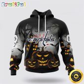 Personalized NHL Washington Capitals All Over Print 3D Hoodie Special Design Pumpkins For Halloween