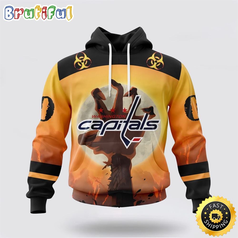 Personalized NHL Washington Capitals All Over Print 3D Hoodie Special Zombie Design For Halloween Personalized NHL Washington Capitals All Over Print 3D Hoodie Special Zombie Design For Halloween
