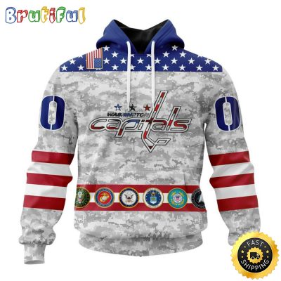 Personalized NHL Washington Capitals Hoodie Armed Forces Appreciation All Over Print 3D Hoodie Unisex Tshirt Hoodie