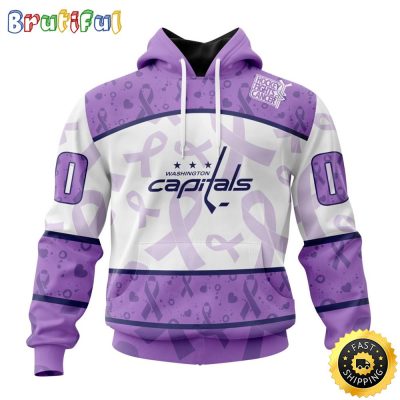 Personalized NHL Washington Capitals Special Lavender Hockey Fights Cancer All Over Print 3D Hoodie Unisex Hoodie Tshirt Sweatshirt
