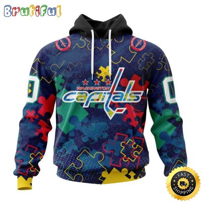 Personalized NHL Washington Capitals Specialized Fearless Against Autism All Over Print 3D Hoodie Unisex Hoodie