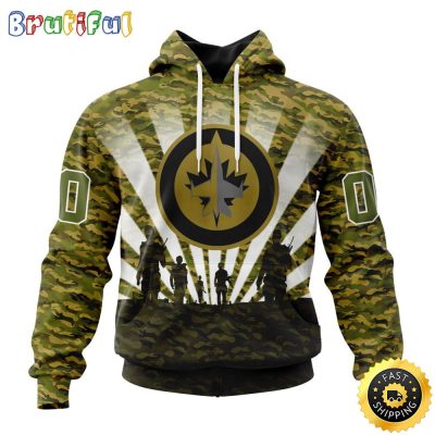 Personalized NHL Winnipeg Jets All Over Print 3D Hoodie Military Camo Kits For Veterans Day And Rememberance Day