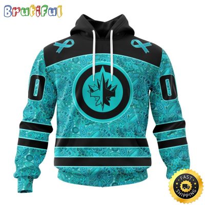 Personalized NHL Winnipeg Jets All Over Print 3D Hoodie Special Design Fight Ovarian Cancer Gift For Football Fans