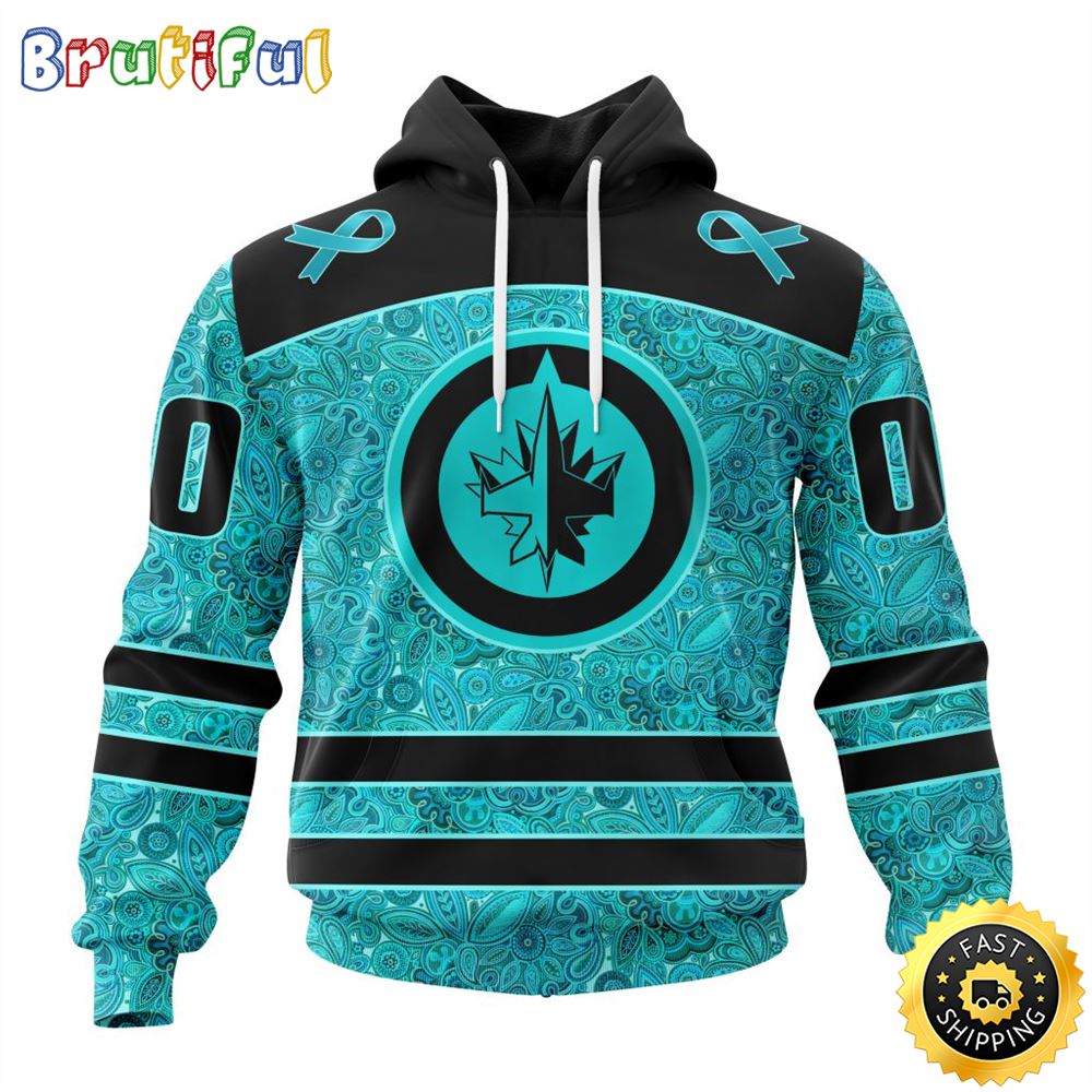 Personalized NHL Winnipeg Jets All Over Print 3D Hoodie Special Design Fight Ovarian Cancer Gift For Football Fans