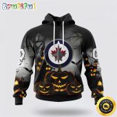 Personalized NHL Winnipeg Jets All Over Print 3D Hoodie Special Design Pumpkins For Halloween