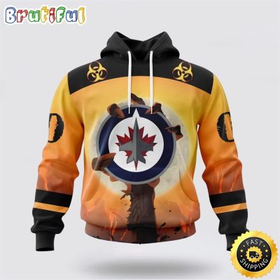 Personalized NHL Winnipeg Jets All Over Print 3D Hoodie Special Zombie Design For Halloween