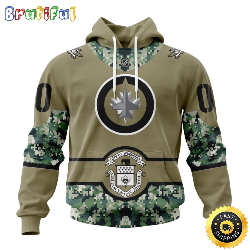 Personalized NHL Winnipeg Jets Hoodie Military Camo With City Or State Flag 3D Hoodie Unisex Tshirt Hoodie