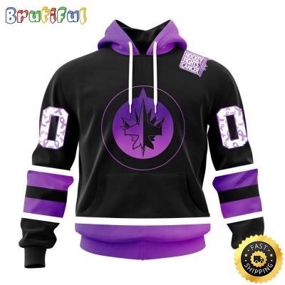 Personalized NHL Winnipeg Jets Hoodie Special Black Hockey Fights Cancer All Over Print 3D Hoodie Unisex Hoodie