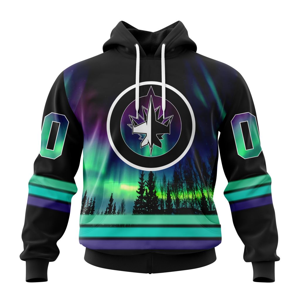 Personalized NHL Winnipeg Jets Hoodie Special Design With Northern Lights All Over Print 3D Hoodie Unisex