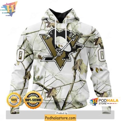Pittsburgh Penguins 3D Hoodie, Custom Winter Camo NHL Apparel
