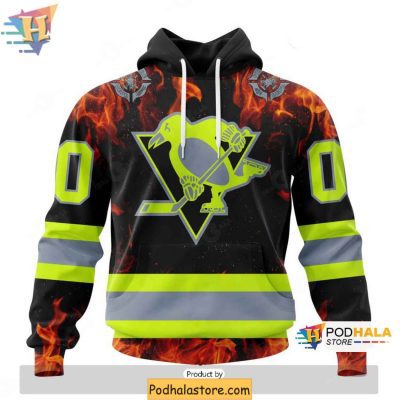 Pittsburgh Penguins 3D Hoodie Honoring Firefighters Custom NHL Apparel